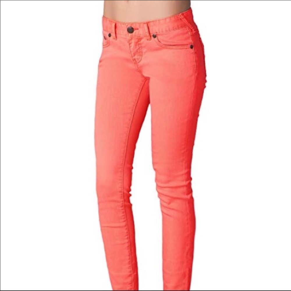 Free People Coral Skinny Red Orange Jeans Size 25